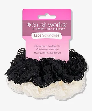 Brushworks Lace Scrunchies Black & White 2 Pack