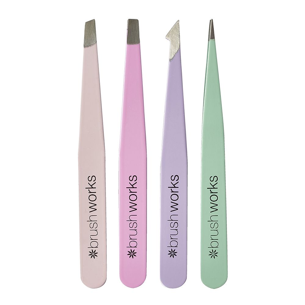 Brushworks 4 Piece Combination Tweezer Set - Pastels