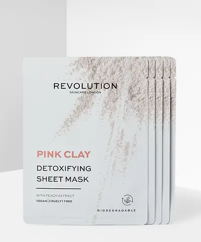 Revolution Skincare - Biodegradable Detoxifying Pink Clay Sheet Mask Pack