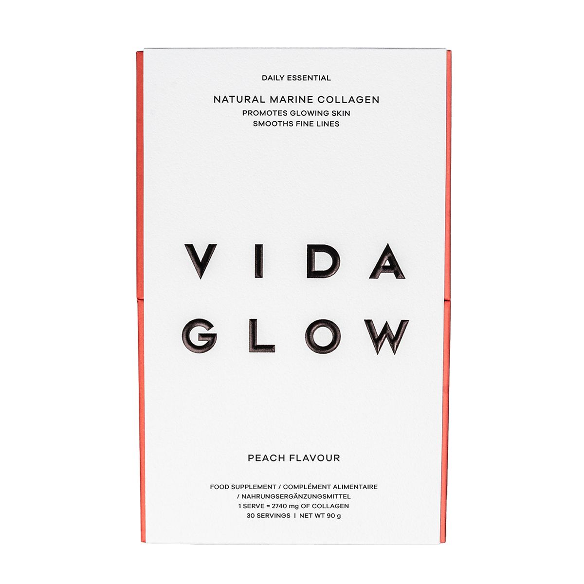 Vida Glow Natural Marine Collagen Sachets - Peach Flavour 30 x 3g Peach